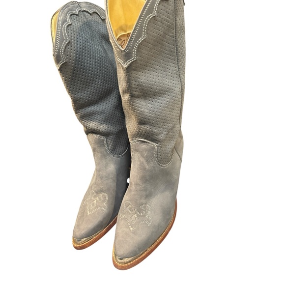 VTG Womens NOS Cowboy Boots ZODIAC USA Grey Suede Heeled Costal Cowgirl Size 8M - Picture 3 of 11